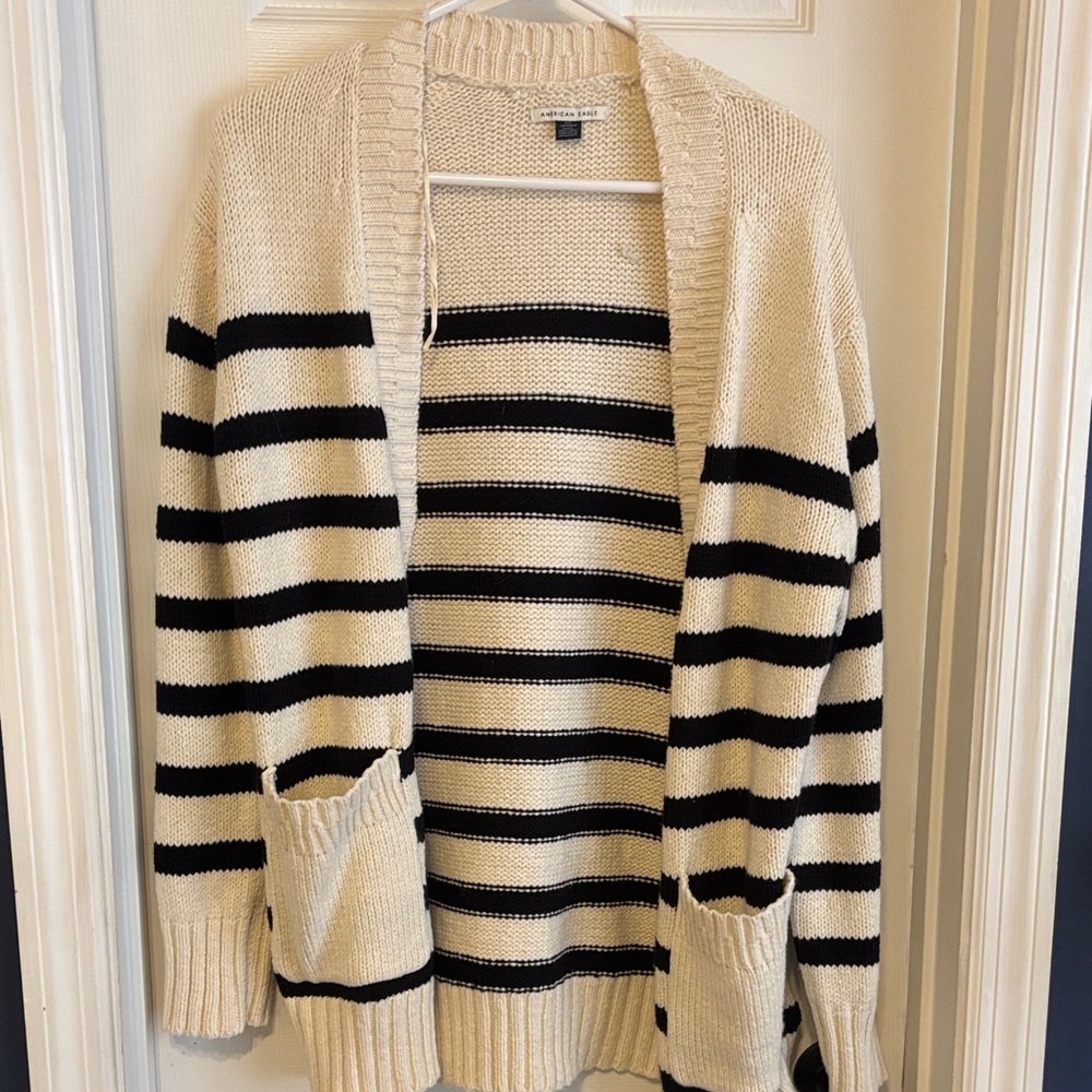 Striped Cream and Black Cardigan